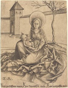 Virgin and Child in a Courtyard. Creator: Israhel van Meckenem.