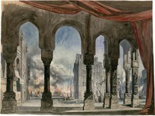Stage design for the Opera "La reine de Chypre (The Queen of Cyprus)" by Fromental Halévy, 1841. Creator: Cambon, Charles-Antoine (1802-1875).