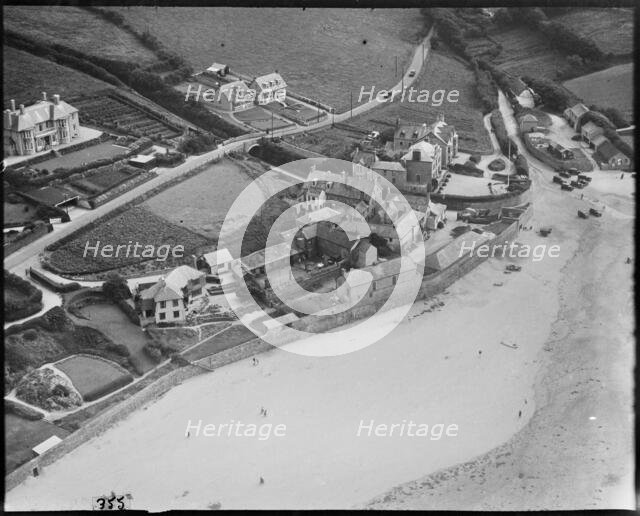 St Columb Porth Beach and the beach fronting properties, St Columb Porth, Newquay, Cornwall, c1930s Creator: Arthur William Hobart.