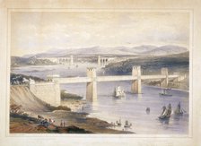 Britannia Tubular Bridge over the Menai Straits, Wales, c1850-c1852. Artist: George Hawkins