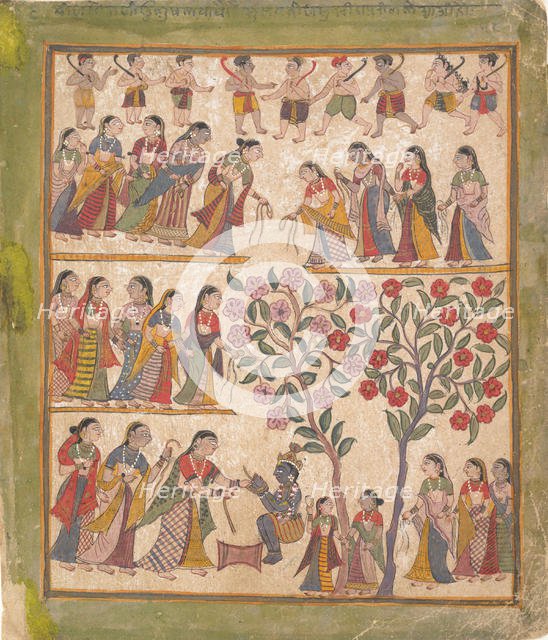 Yashoda Binds Krishna’s Hands: Page from a Dispersed Bhagavata Purana Manuscript , 1640-50. Creator: Unknown.