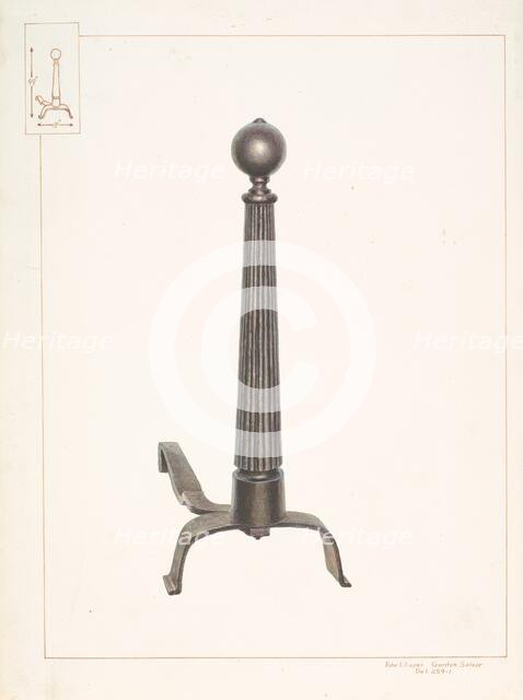 Large Andiron, c. 1937. Creator: Edward L Loper.
