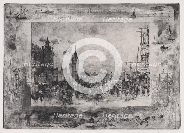 Westminster Bridge, or Westminster Clock Tower, 1860-98. Creator: Felix Hilaire Buhot.