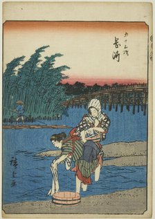 Okazaki, from the series "Fifty-three Stations [of the Tokaido] (Gojusan tsugi)," also...,1852. Creator: Ando Hiroshige.