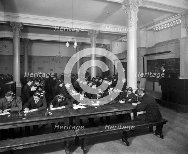 Trainee radio operators, Marconi House, the Strand, London, 1913. Artist: Bedford Lemere and Company.