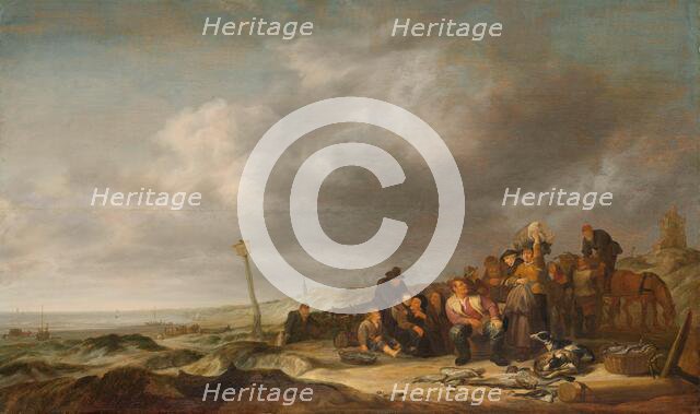 Beach with Fishermen, 1630-1653. Creator: Simon de Vlieger.