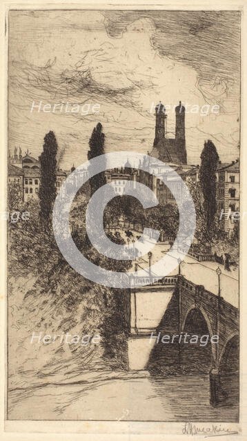 Maximiliam Street and Frauenkirche, Munich, Bavaria, about 1885. Creator: Lewis Henry Meakin.