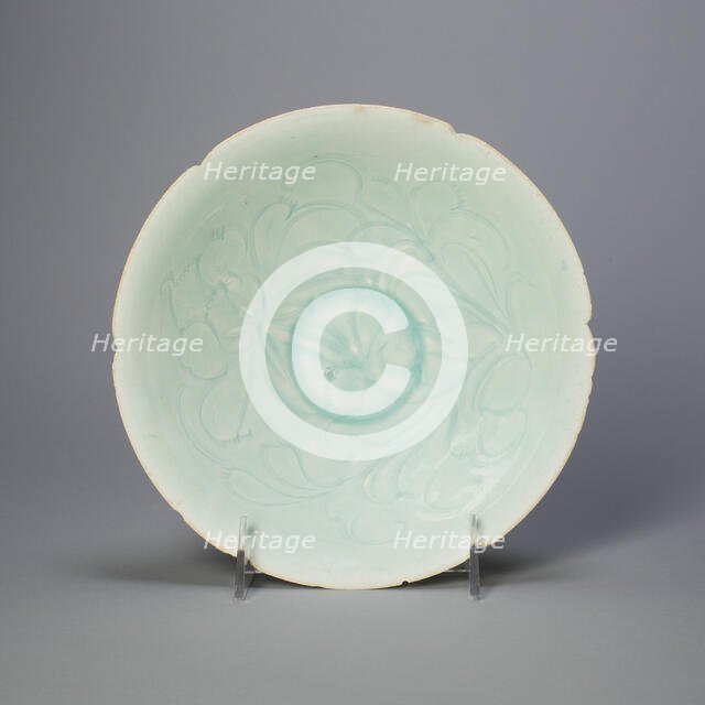 Foliate Bowl with Stylized Peony Spray, Northern Song dynasty (960-1127), 12th century. Creator: Unknown.