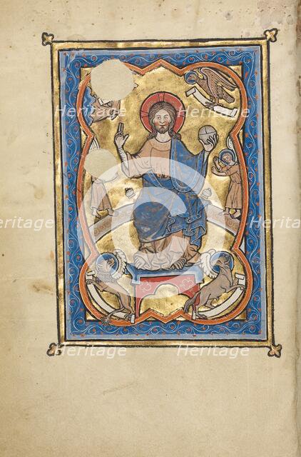 Christ in Majesty Surrounded by the Symbols of the Four Evangelists; Psalter, mid-1200s. Creator: Unknown.