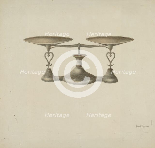 Shaker Scales, c. 1941. Creator: George V. Vezolles.