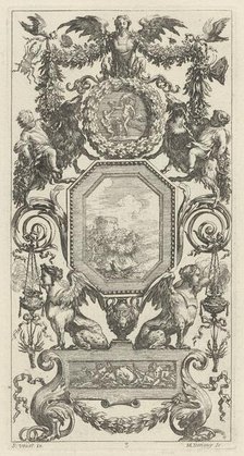Ornamental Panel Surmounted by a Winged Harpy, 1647. Creator: Michel Dorigny.