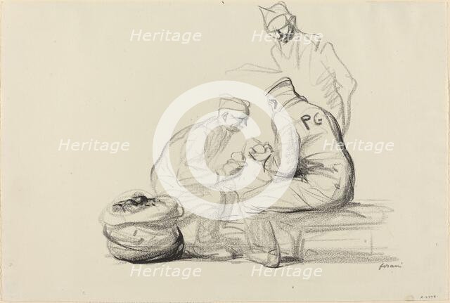 Poilu and German Prisoners, c. 1914/1919. Creator: Jean Louis Forain.