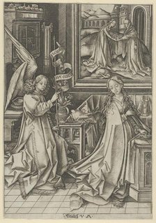 The Annunciation, from The Life of the Virgin. Creator: Israhel van Meckenem.