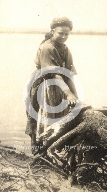 A Transbaikal migrant at work on the banks of the Zeya River, 1909. Creator: Vladimir Ivanovich Fedorov.