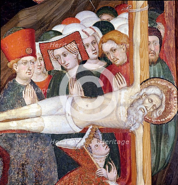 Gurb Altarpiece' (1417 - 1418), detail of a table representing the crucifixion of St. Andrew, wor…