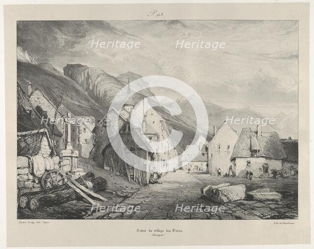 Entrée du village des Bains, 1831. Creators: Godefroy Engelmann, Eugene Ciceri.
