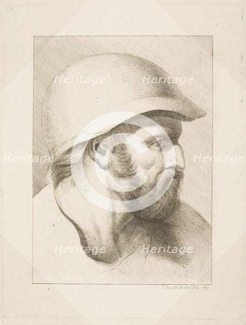 Bearded Male Head with Steel Helmet, n.d. Creator: Christian Frederick Köhlitz.