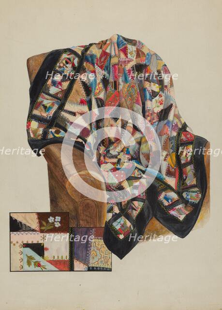 Crazy Quilt - Patchwork, c. 1936. Creator: Bertha Semple.
