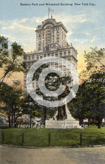 Battery Park and Whitehall Building, New York City, New York, USA, 1916. Artist: Unknown