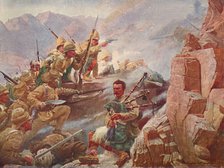 Storming of the Dargai Heights by the 1st Gordon Highlanders and the Gurkhas, 1897 (1906).  Artists: Vereker Monteith Hamilton, Unknown.