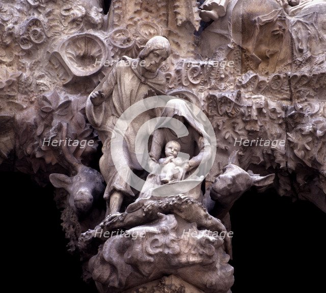 Detail of the Birth façade in the Sagrada Familia, by Antonio Gaudi.