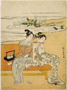 Lovers Playing the Same Fute (parody of Xuanzong and Yang Guifei), c. 1767. Creator: Suzuki Harunobu.
