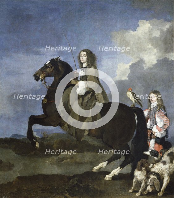 Portrait of Queen Christina of Sweden (1626-1689) on Horseback, 1653-1654. Artist: Bourdon, Sébastien (1616-1671)