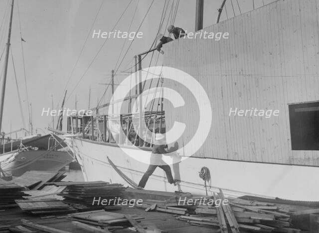 Housing yacht for winter ("Owera"), between 1917 and c1920. Creator: Bain News Service.