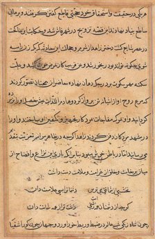 Page from Tales of a Parrot (Tuti-nama): text page, c. 1560. Creator: Unknown.