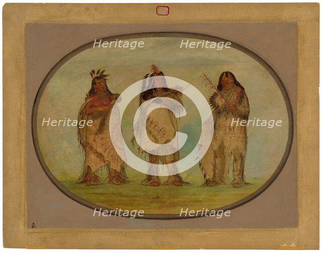 Three Distinguished Warriors of the Sioux Tribe, 1861. Creator: George Catlin.