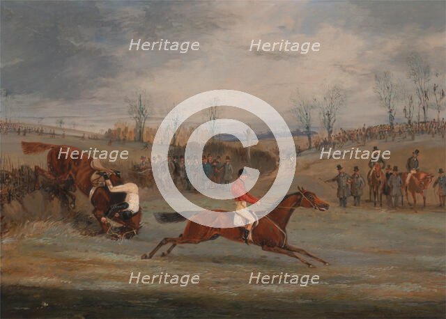 Scenes from a steeplechase: Near the Finish, ca. 1845. Creator: Henry Thomas Alken.