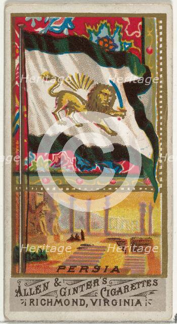 Persia, from Flags of All Nations, Series 1 (N9) for Allen & Ginter Cigarettes Brands, 1887. Creator: Allen & Ginter.