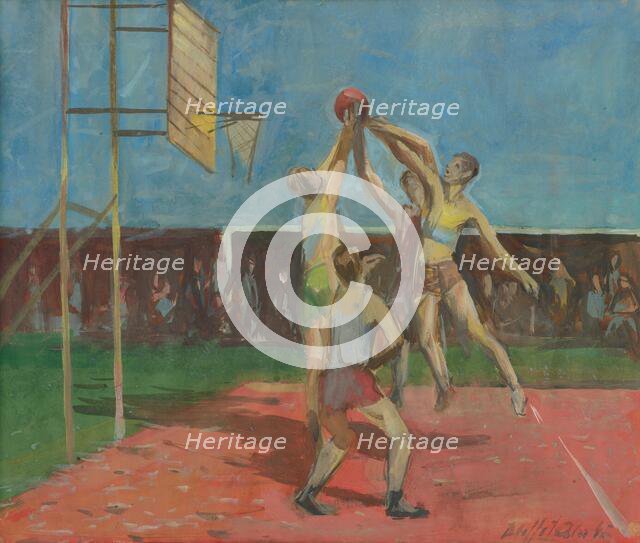 Basketball players, 1945. Creator: Bedrich Hoffstädter.