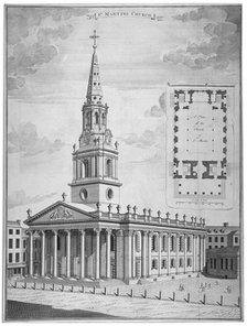 Church of St Martin-in-the-Fields, Westminster, London, c1730. Artist: Anon