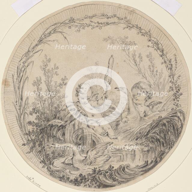 Two Putti Playing with Swans. Creator: Charles Eisen.