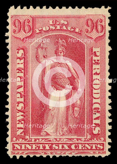 96c Justice Newspapers and Periodicals imprint single, 1875. Creator: Unknown.