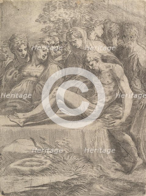 The lamentation over the dead Christ, ca. 1545-50. Creator: Andrea Schiavone.