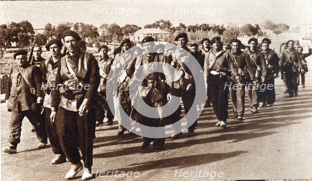 Spanish Civil War, 1936-39. Group of combatants of the International brigades from different coun…