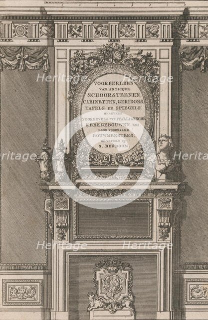 Miscellany of 17th-century Ornament Print Series: Examples of Antique Chimneypieces, Cabin..., 1786. Creator: Jan Barend Elwe.