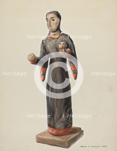 Santa Rita - (Bulto), c. 1938. Creator: Majel G. Claflin.