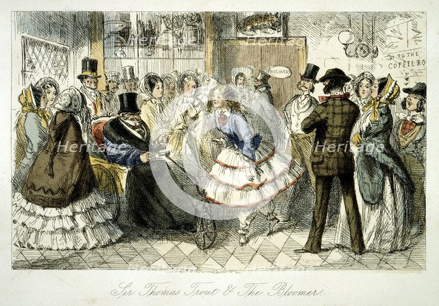 Taking the waters at Handley Spa, 1845. Artist: John Leech