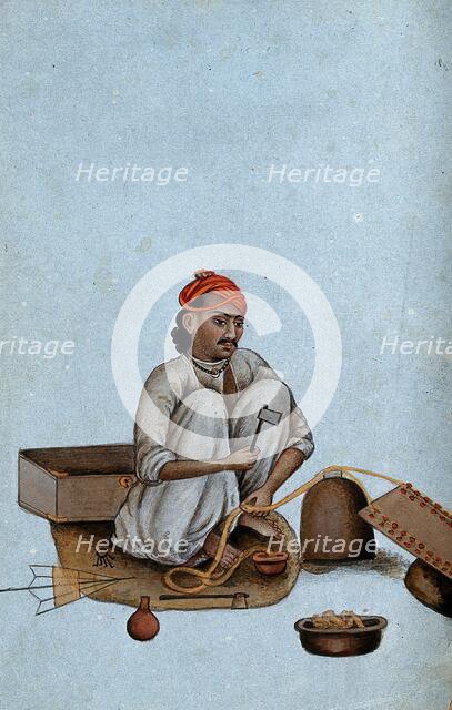 Delhi: a goldsmith at work, (between 1800 and 1899?). Creator: Unknown.