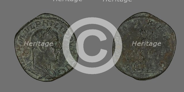 Coin Portraying Philip the Arab, 244-249. Creator: Unknown.