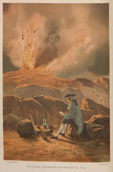 Lazzaro Spallanzani observing the eruption of Etna. From: La ciencia y sus hombres, 1879. Creator: Armet Portanell, José (1843-1911).