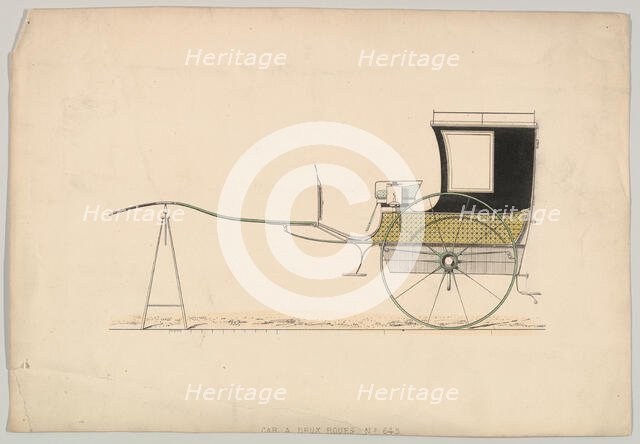Design for "Car à Deux Roues" (Vehicle with two wheels), ca. 1870. Creator: Unknown.
