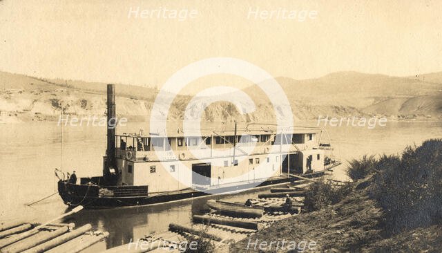 Steamboat "Khanka" at the pier on the Zeya River, 1909. Creator: Vladimir Ivanovich Fedorov.