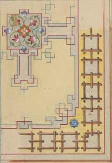 Partial design for ceiling decorated in chinese motifs, 1830-97. Creators: Jules-Edmond-Charles Lachaise, Eugène-Pierre Gourdet.