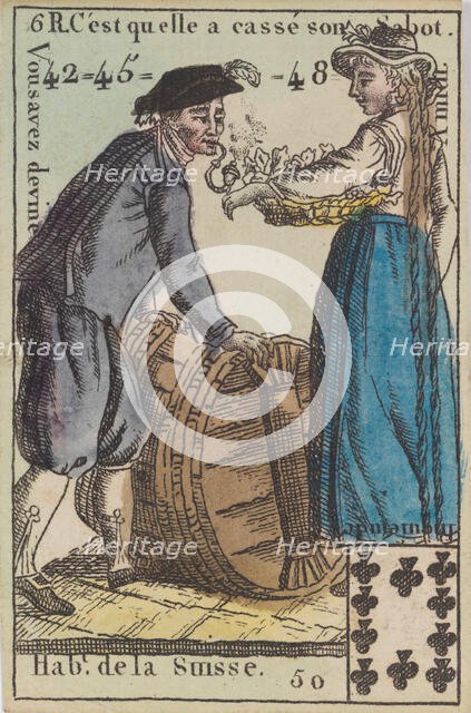 Hab.t de la Suisse from Playing Cards (for Quartets) 'Costumes des Peuples..., 1700-1799. Creator: Anon.