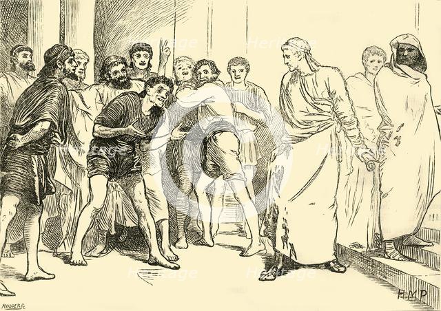 'Posthumius in the Theatre at Tarentum', 1890.   Creator: Unknown.