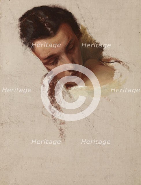 Study to the Painting "The Death of Barbara Radziwill"- Head of Queen Barbara, before 1860. Creator: Jozef Simmler.